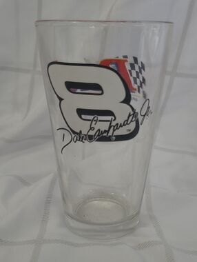 Nascar Pint Glass Dale Earnhardt Jr. #8 Black and White Racing Pint Glass